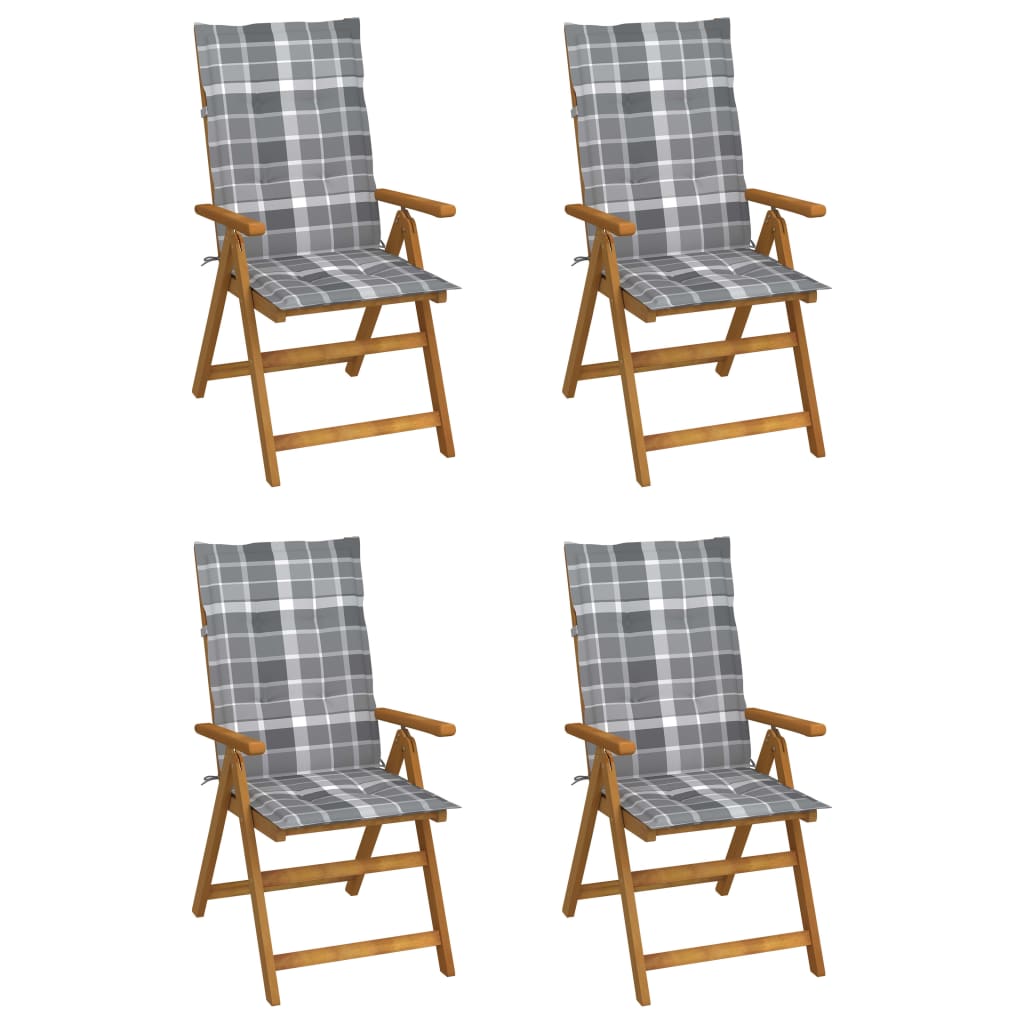 Tuinstoelen 4 st verstelbaar met kussens massief acaciahout is nu te koop bij PeponiXL, paradijselijk wonen!