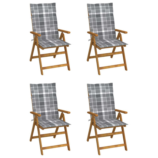 Tuinstoelen 4 st verstelbaar met kussens massief acaciahout is nu te koop bij PeponiXL, paradijselijk wonen!