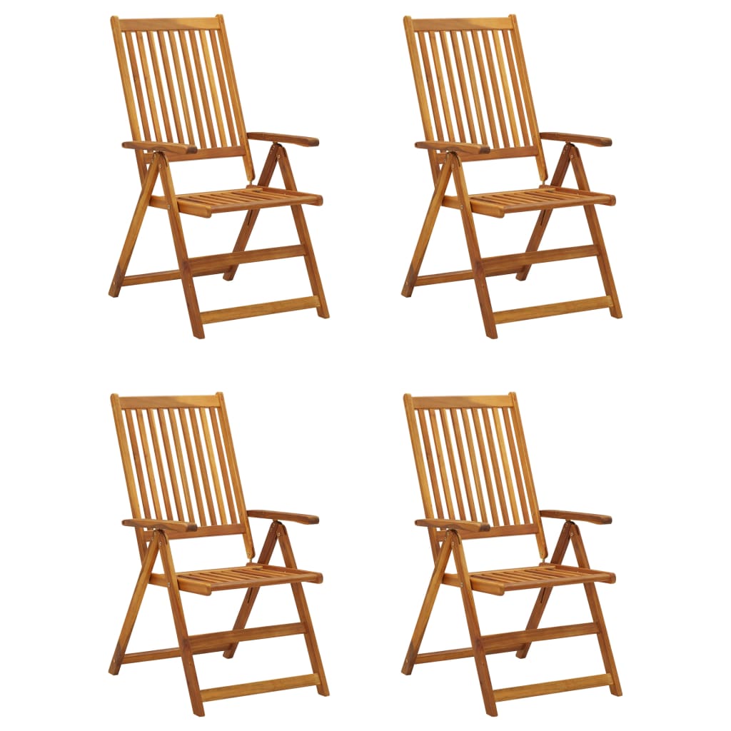 Tuinstoelen 4 st verstelbaar met kussens massief acaciahout is nu te koop bij PeponiXL, paradijselijk wonen!