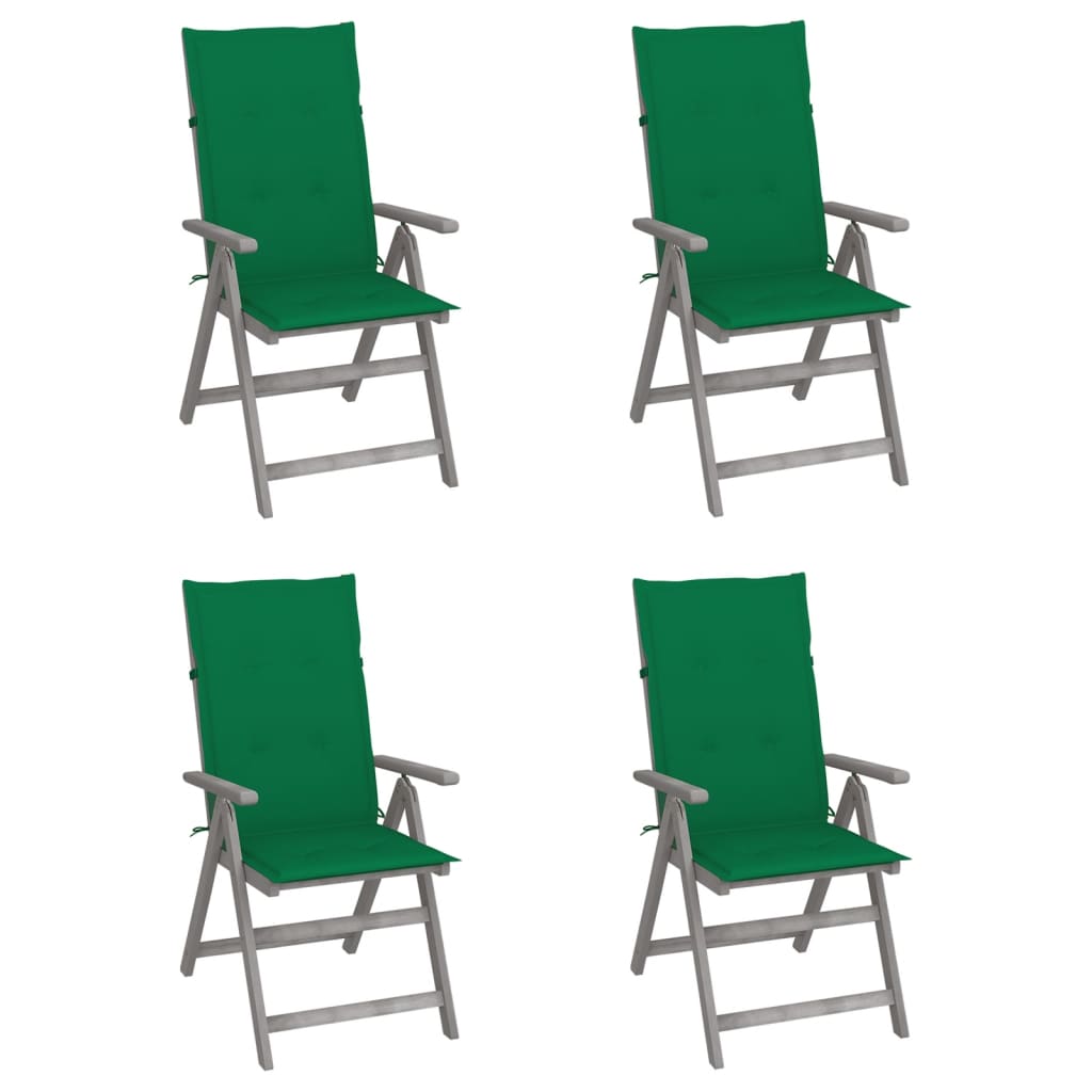 Tuinstoelen 4 st verstelbaar met kussens massief acaciahout is nu te koop bij PeponiXL, paradijselijk wonen!