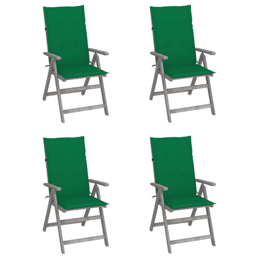 Tuinstoelen 4 st verstelbaar met kussens massief acaciahout is nu te koop bij PeponiXL, paradijselijk wonen!