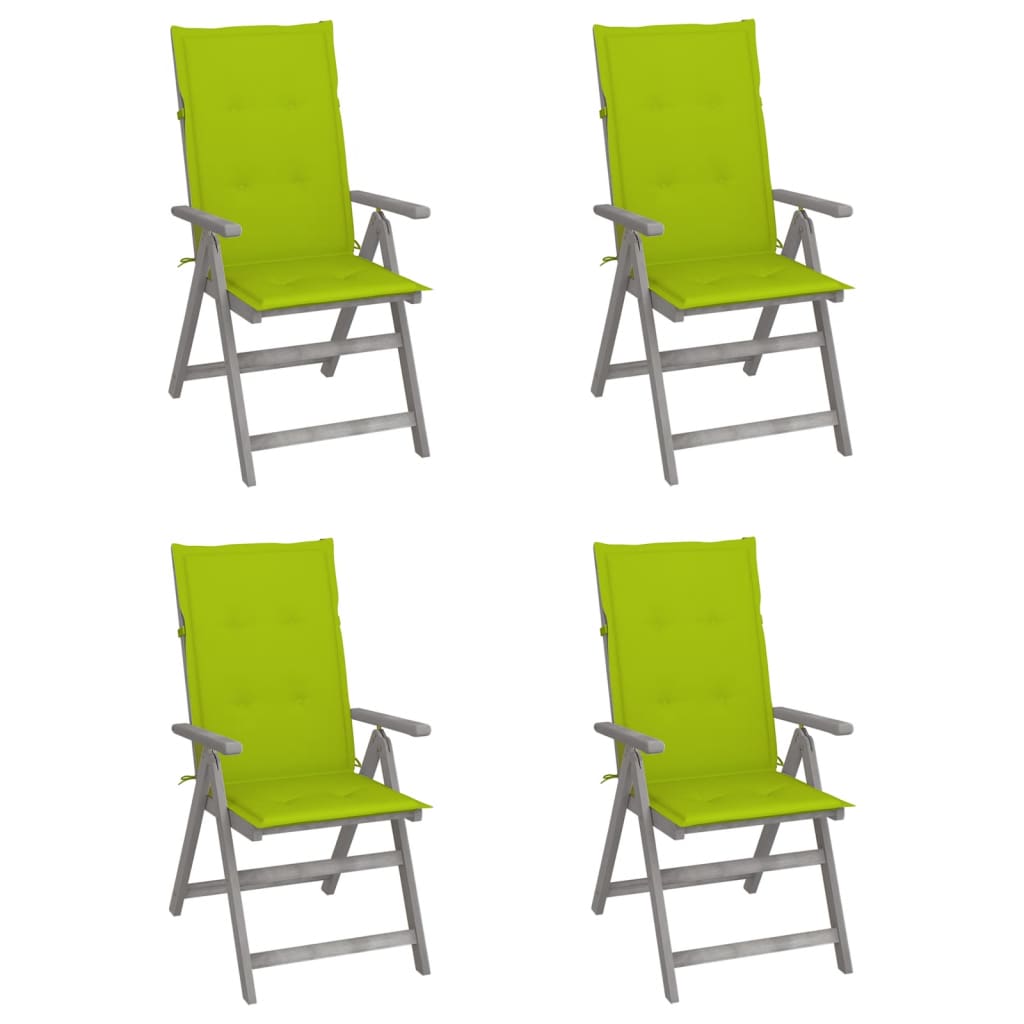 Tuinstoelen 4 st verstelbaar met kussens massief acaciahout is nu te koop bij PeponiXL, paradijselijk wonen!