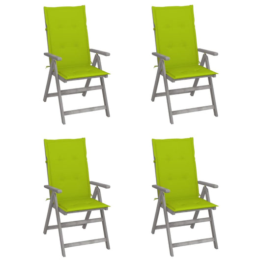 Tuinstoelen 4 st verstelbaar met kussens massief acaciahout is nu te koop bij PeponiXL, paradijselijk wonen!
