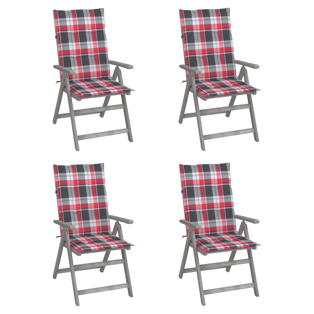 Tuinstoelen 4 st verstelbaar met kussens massief acaciahout is nu te koop bij PeponiXL, paradijselijk wonen!