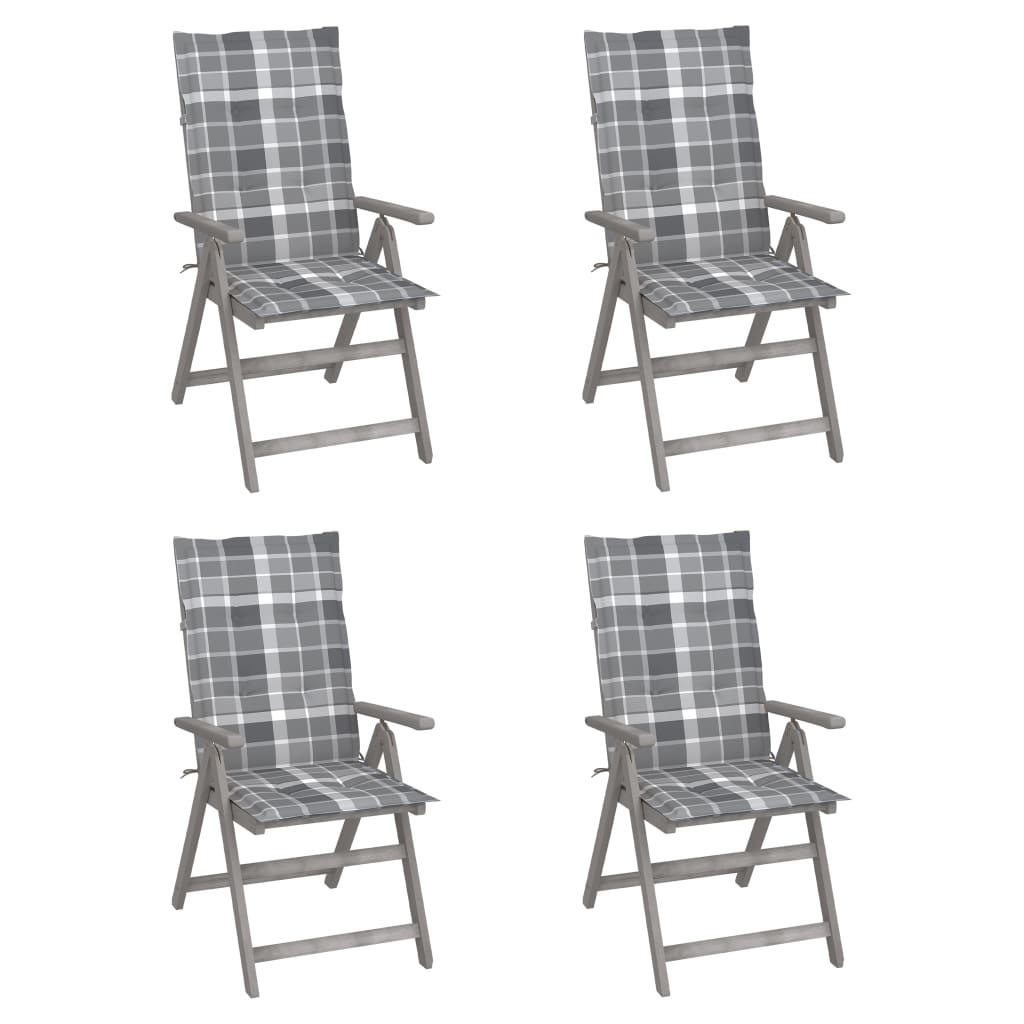 Tuinstoelen 4 st verstelbaar met kussens massief acaciahout is nu te koop bij PeponiXL, paradijselijk wonen!