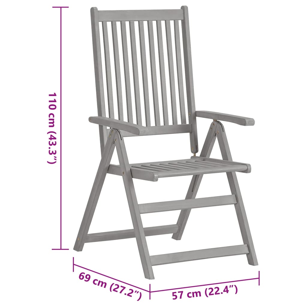 Tuinstoelen 4 st verstelbaar met kussens massief acaciahout is nu te koop bij PeponiXL, paradijselijk wonen!