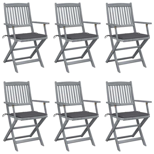 Tuinstoelen 6 st inklapbaar met kussens massief acaciahout is nu te koop bij PeponiXL, paradijselijk wonen!