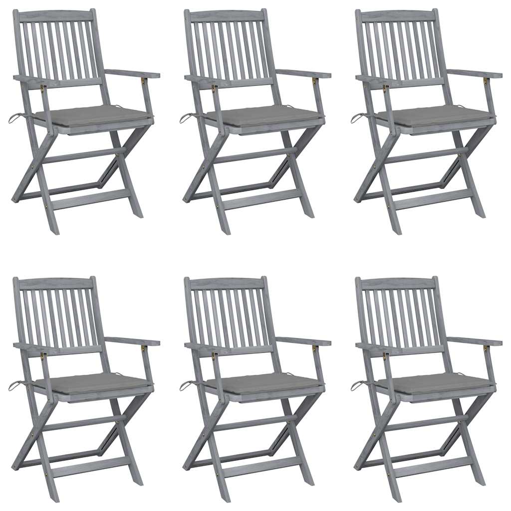 Tuinstoelen 6 st inklapbaar met kussens massief acaciahout is nu te koop bij PeponiXL, paradijselijk wonen!