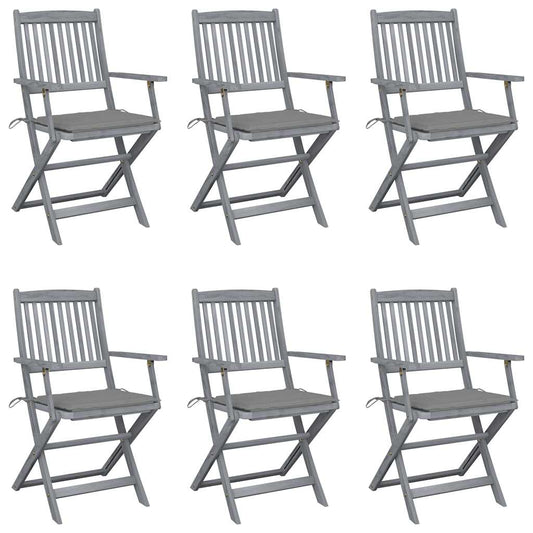 Tuinstoelen 6 st inklapbaar met kussens massief acaciahout is nu te koop bij PeponiXL, paradijselijk wonen!