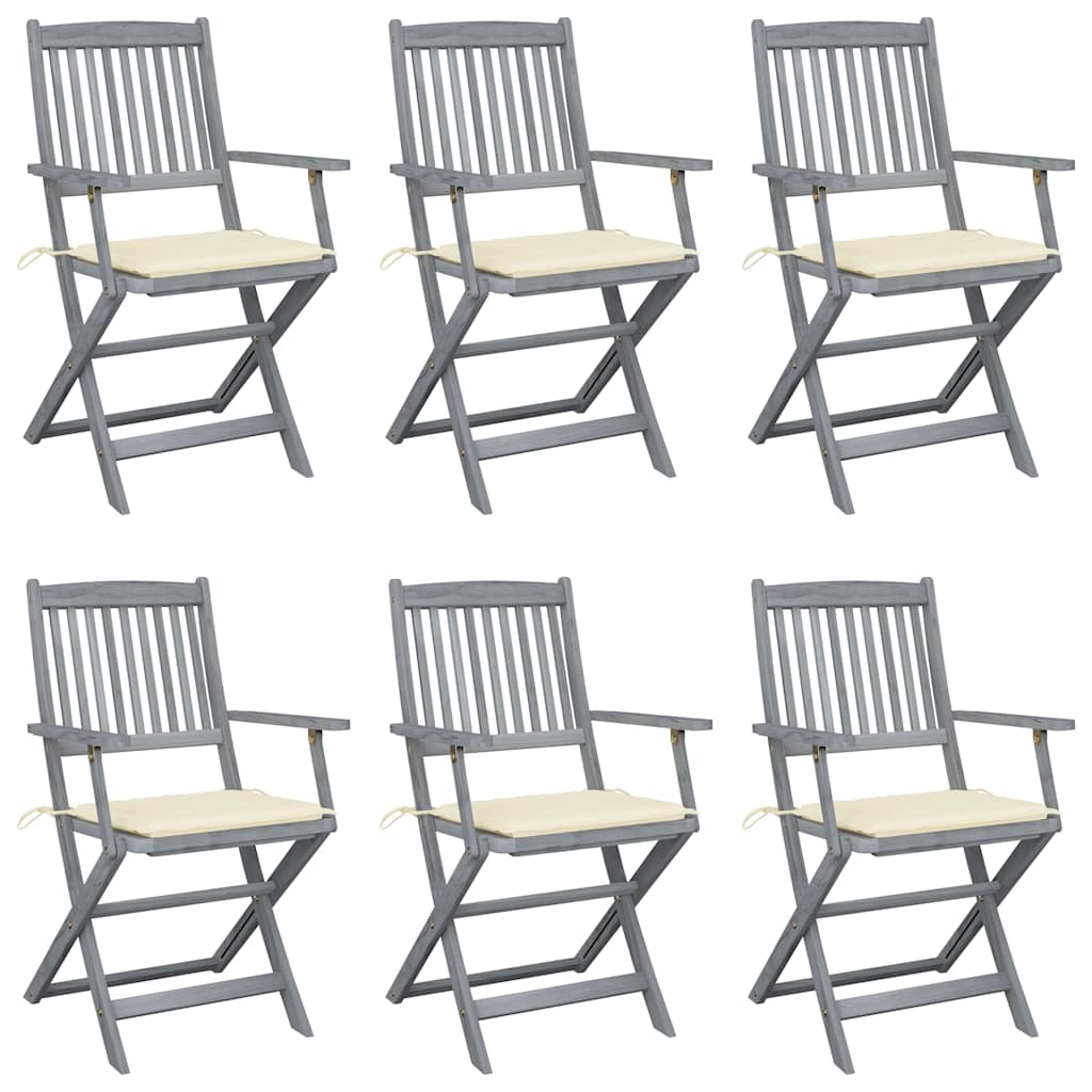 Tuinstoelen 6 st inklapbaar met kussens massief acaciahout is nu te koop bij PeponiXL, paradijselijk wonen!