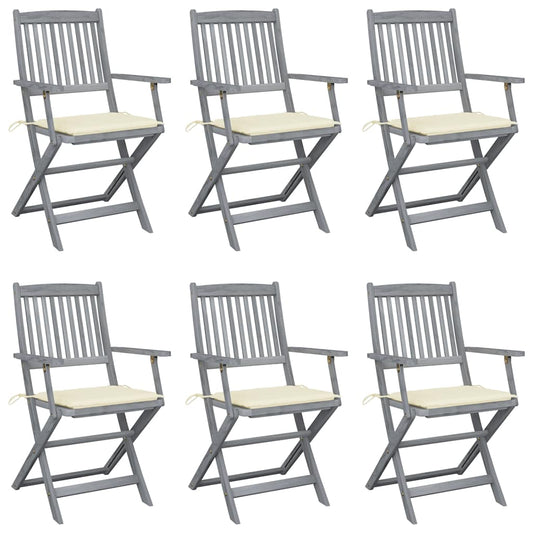 Tuinstoelen 6 st inklapbaar met kussens massief acaciahout is nu te koop bij PeponiXL, paradijselijk wonen!