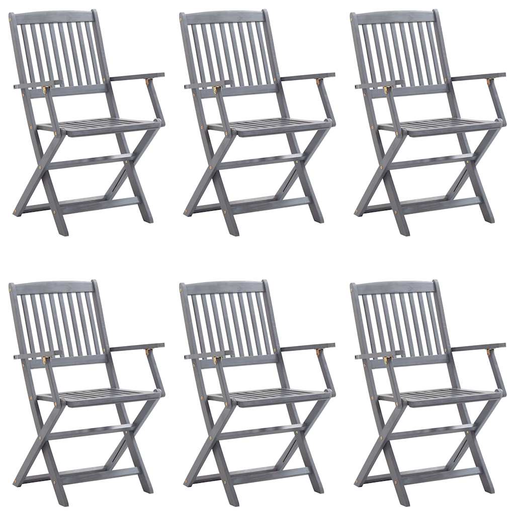 Tuinstoelen 6 st inklapbaar met kussens massief acaciahout is nu te koop bij PeponiXL, paradijselijk wonen!
