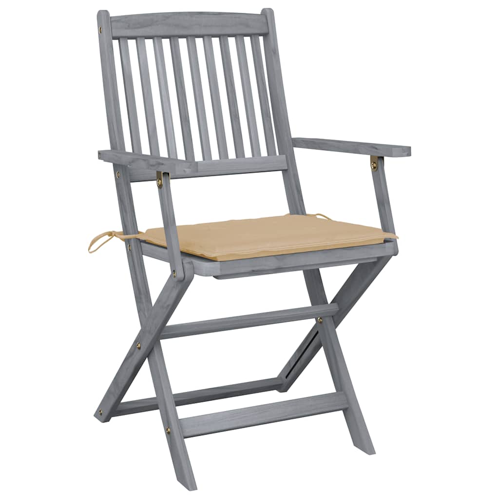 Tuinstoelen 6 st inklapbaar met kussens massief acaciahout is nu te koop bij PeponiXL, paradijselijk wonen!