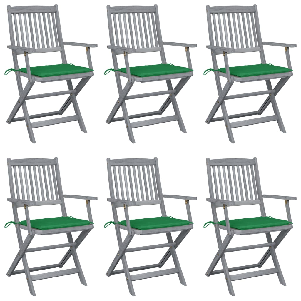 Tuinstoelen 6 st inklapbaar met kussens massief acaciahout is nu te koop bij PeponiXL, paradijselijk wonen!