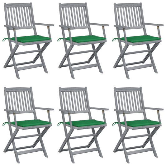 Tuinstoelen 6 st inklapbaar met kussens massief acaciahout is nu te koop bij PeponiXL, paradijselijk wonen!