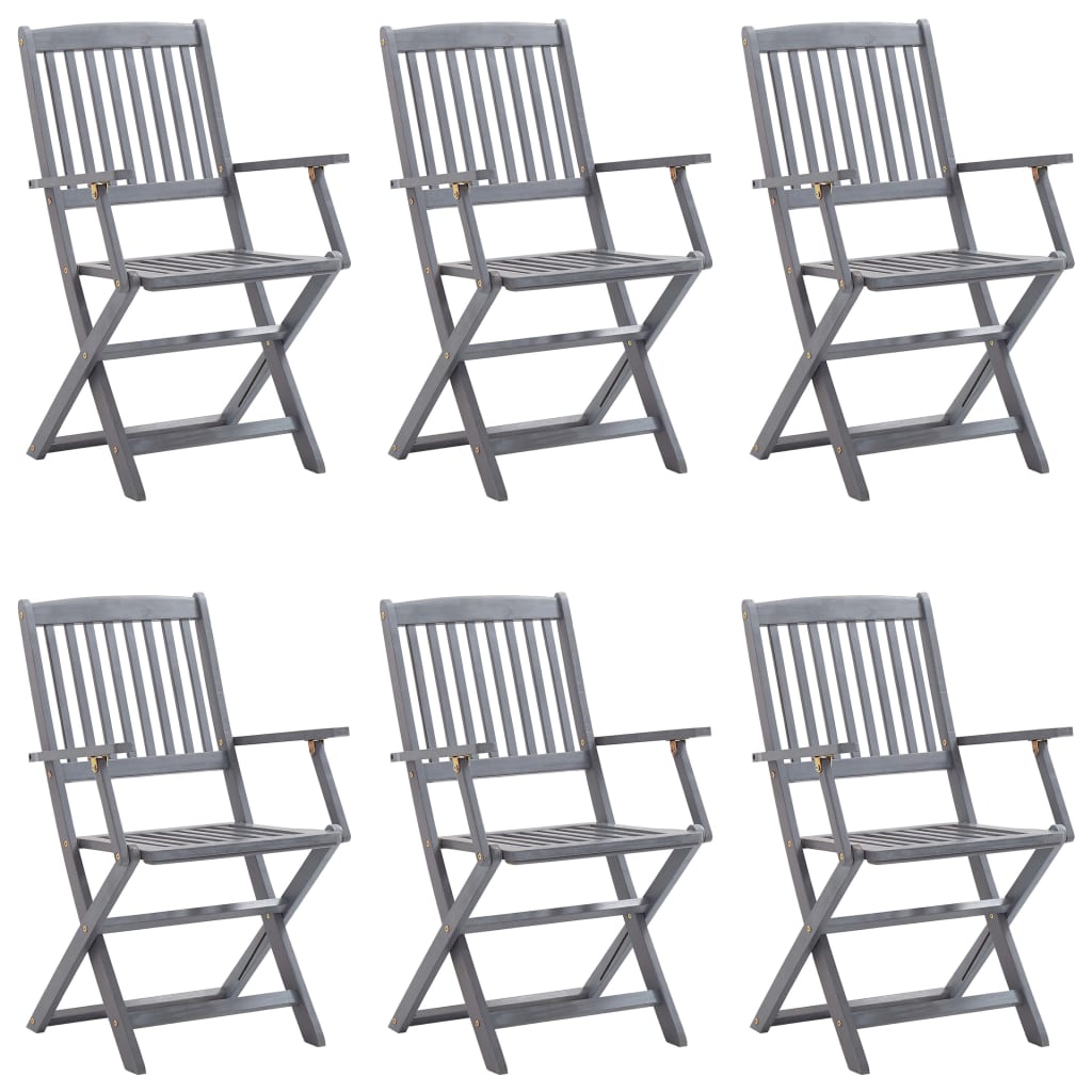 Tuinstoelen 6 st inklapbaar met kussens massief acaciahout is nu te koop bij PeponiXL, paradijselijk wonen!