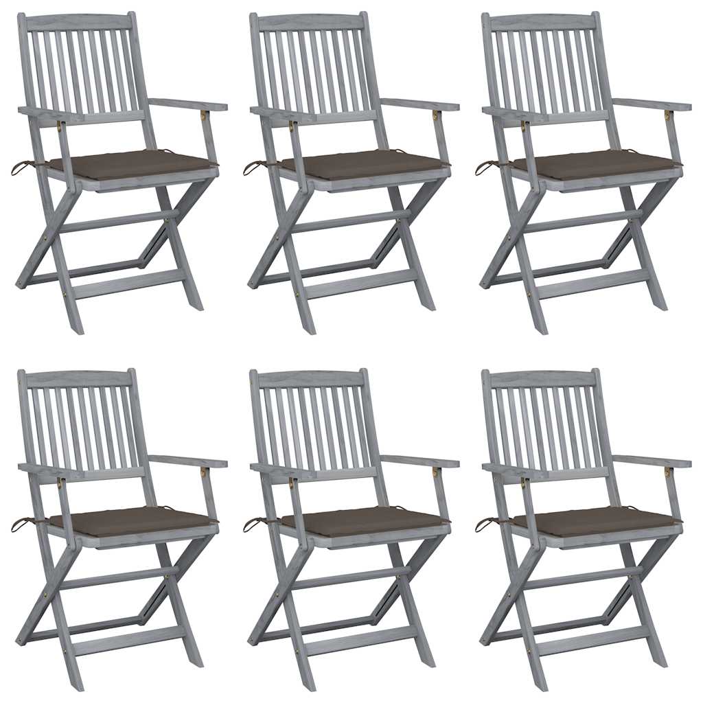Tuinstoelen 6 st inklapbaar met kussens massief acaciahout is nu te koop bij PeponiXL, paradijselijk wonen!