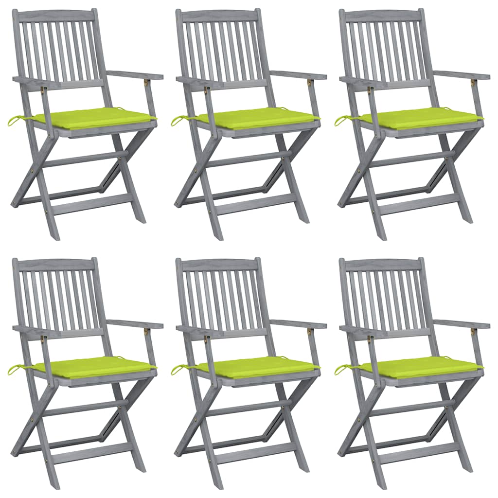Tuinstoelen 6 st inklapbaar met kussens massief acaciahout is nu te koop bij PeponiXL, paradijselijk wonen!