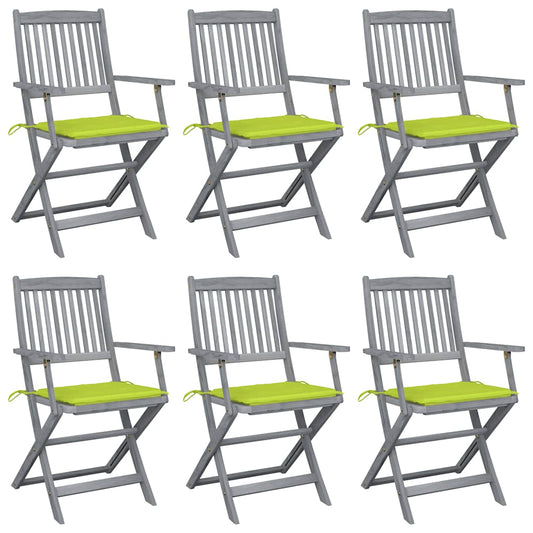 Tuinstoelen 6 st inklapbaar met kussens massief acaciahout is nu te koop bij PeponiXL, paradijselijk wonen!