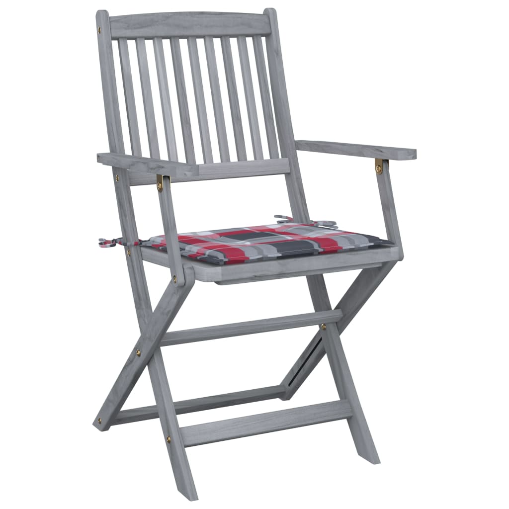 Tuinstoelen 6 st inklapbaar met kussens massief acaciahout is nu te koop bij PeponiXL, paradijselijk wonen!