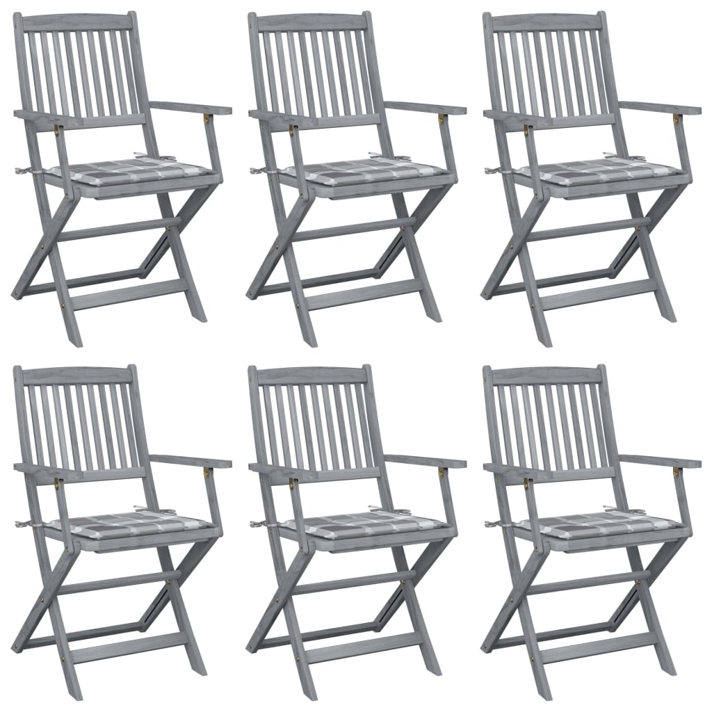 Tuinstoelen 6 st inklapbaar met kussens massief acaciahout is nu te koop bij PeponiXL, paradijselijk wonen!