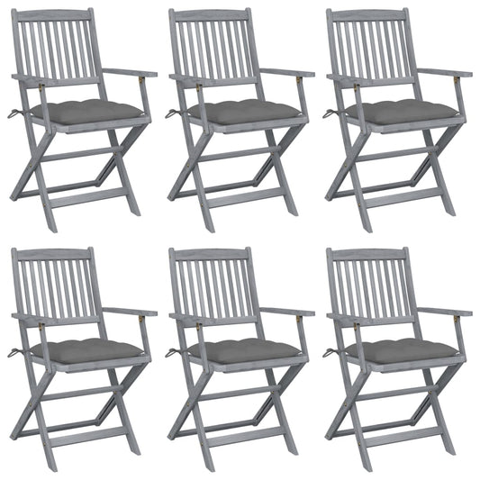 Tuinstoelen 6 st inklapbaar met kussens massief acaciahout is nu te koop bij PeponiXL, paradijselijk wonen!