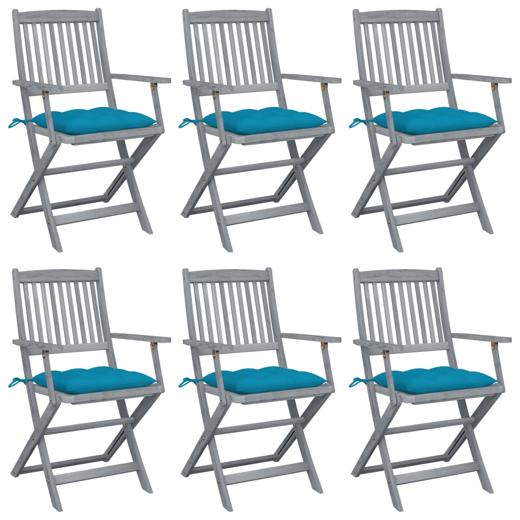 Tuinstoelen 6 st inklapbaar met kussens massief acaciahout is nu te koop bij PeponiXL, paradijselijk wonen!