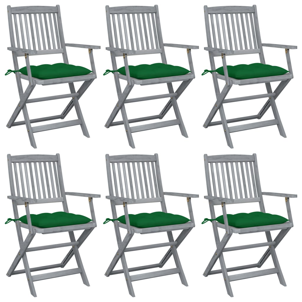 Tuinstoelen 6 st inklapbaar met kussens massief acaciahout is nu te koop bij PeponiXL, paradijselijk wonen!