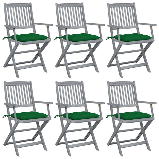 Tuinstoelen 6 st inklapbaar met kussens massief acaciahout is nu te koop bij PeponiXL, paradijselijk wonen!