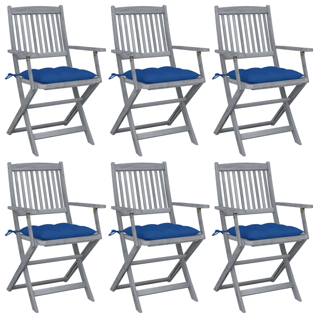 Tuinstoelen 6 st inklapbaar met kussens massief acaciahout is nu te koop bij PeponiXL, paradijselijk wonen!
