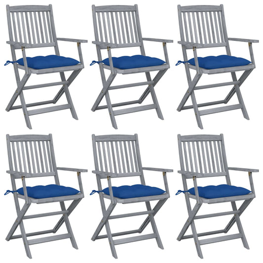 Tuinstoelen 6 st inklapbaar met kussens massief acaciahout is nu te koop bij PeponiXL, paradijselijk wonen!
