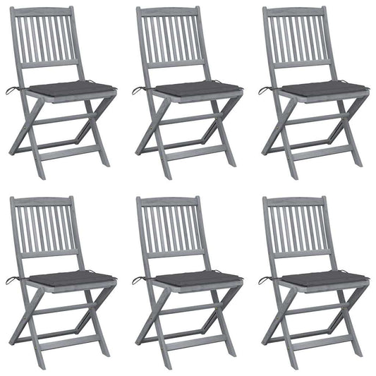 Tuinstoelen 6 st inklapbaar met kussens massief acaciahout is nu te koop bij PeponiXL, paradijselijk wonen!