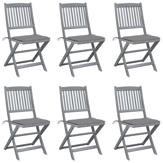 Tuinstoelen 6 st inklapbaar met kussens massief acaciahout is nu te koop bij PeponiXL, paradijselijk wonen!