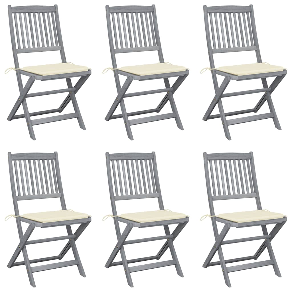 Tuinstoelen 6 st inklapbaar met kussens massief acaciahout is nu te koop bij PeponiXL, paradijselijk wonen!
