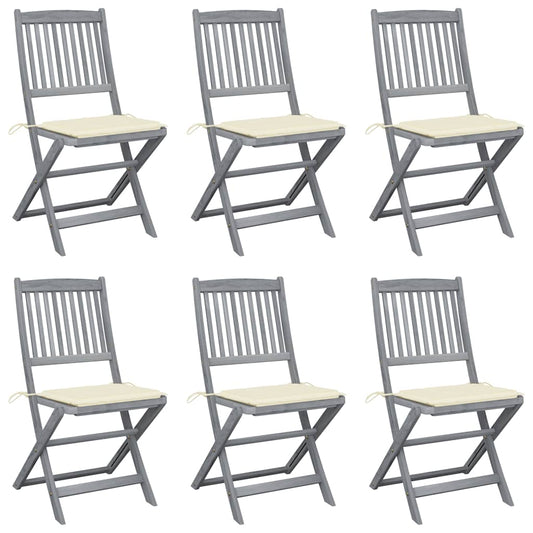 Tuinstoelen 6 st inklapbaar met kussens massief acaciahout is nu te koop bij PeponiXL, paradijselijk wonen!