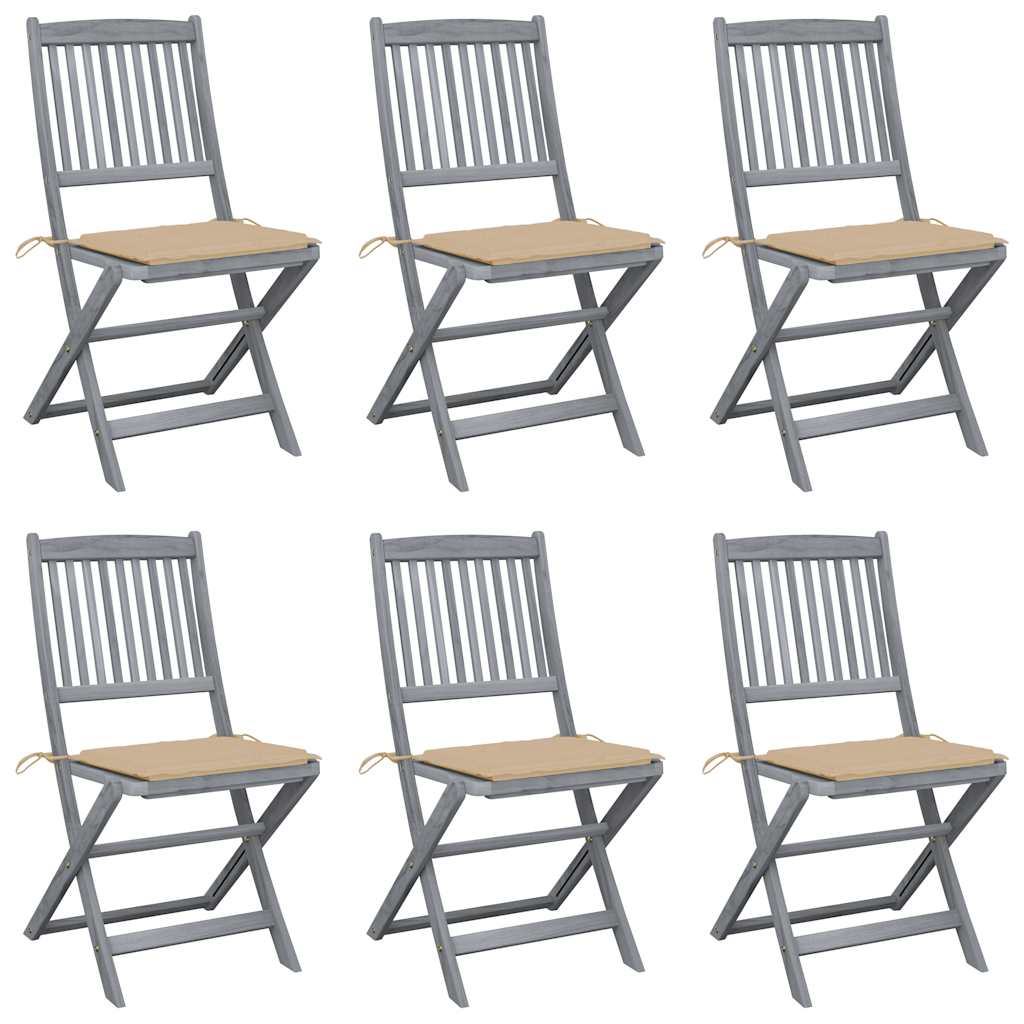 Tuinstoelen 6 st inklapbaar met kussens massief acaciahout is nu te koop bij PeponiXL, paradijselijk wonen!