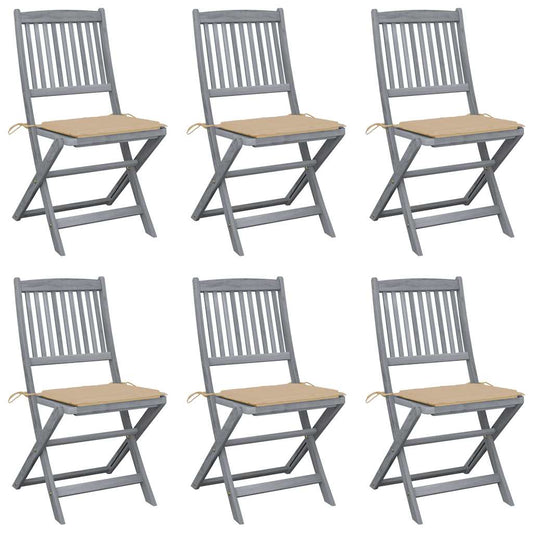 Tuinstoelen 6 st inklapbaar met kussens massief acaciahout is nu te koop bij PeponiXL, paradijselijk wonen!