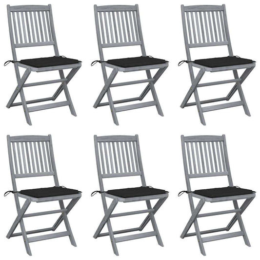 Tuinstoelen 6 st inklapbaar met kussens massief acaciahout is nu te koop bij PeponiXL, paradijselijk wonen!