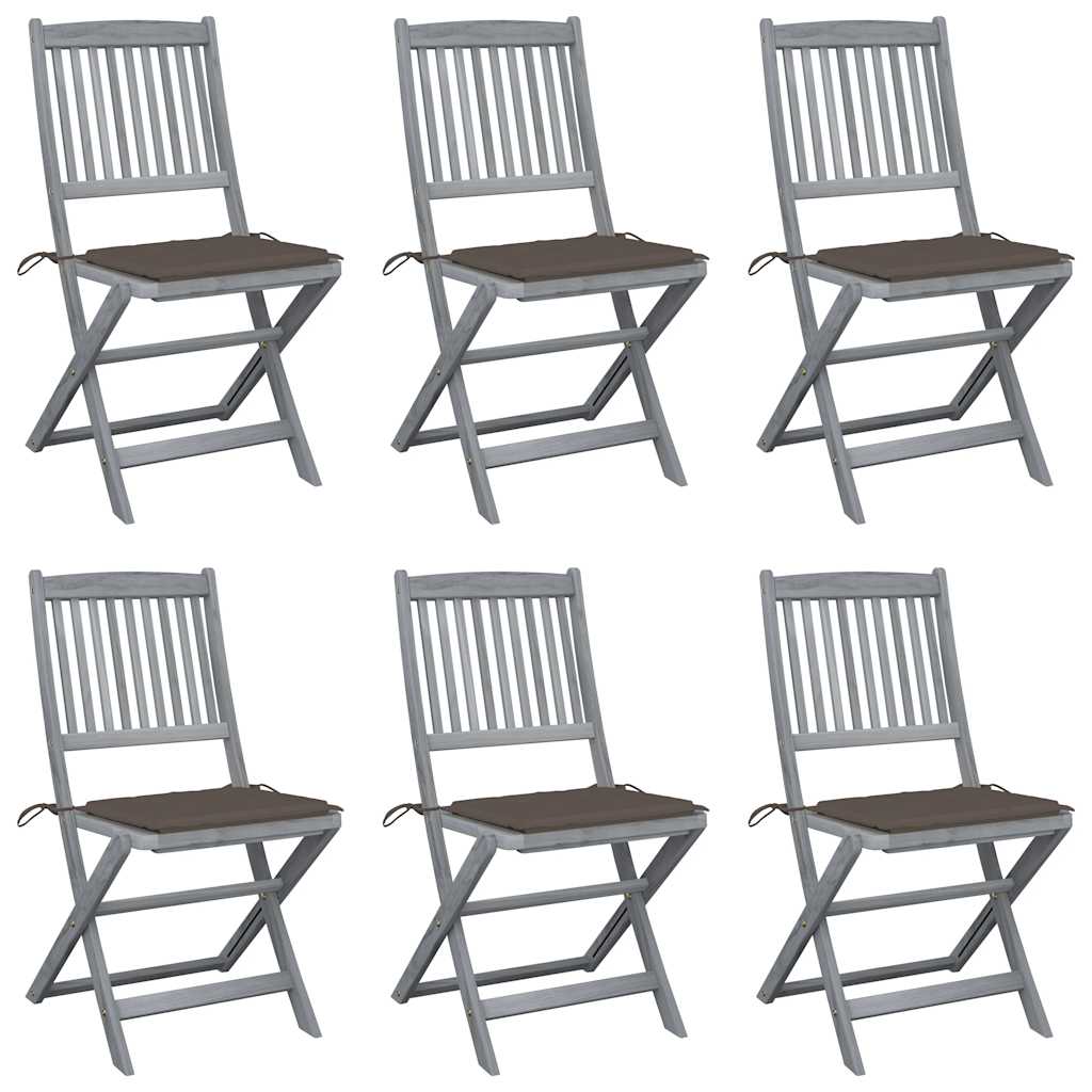 Tuinstoelen 6 st inklapbaar met kussens massief acaciahout is nu te koop bij PeponiXL, paradijselijk wonen!