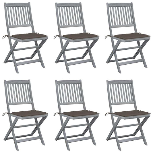 Tuinstoelen 6 st inklapbaar met kussens massief acaciahout is nu te koop bij PeponiXL, paradijselijk wonen!