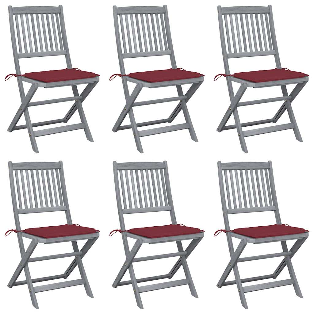 Tuinstoelen 6 st inklapbaar met kussens massief acaciahout is nu te koop bij PeponiXL, paradijselijk wonen!