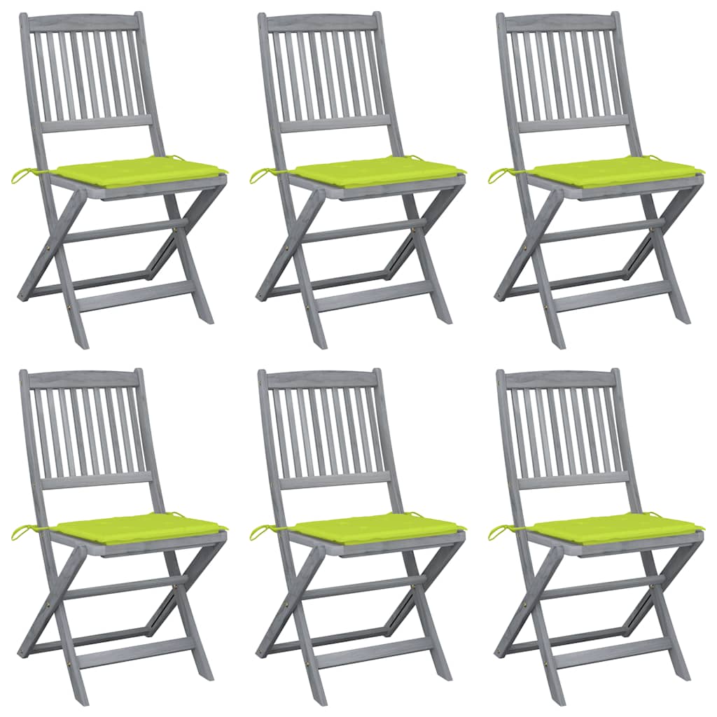 Tuinstoelen 6 st inklapbaar met kussens massief acaciahout is nu te koop bij PeponiXL, paradijselijk wonen!
