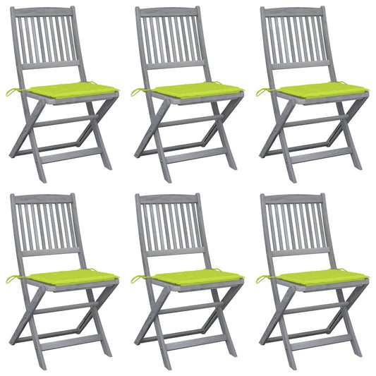 Tuinstoelen 6 st inklapbaar met kussens massief acaciahout is nu te koop bij PeponiXL, paradijselijk wonen!