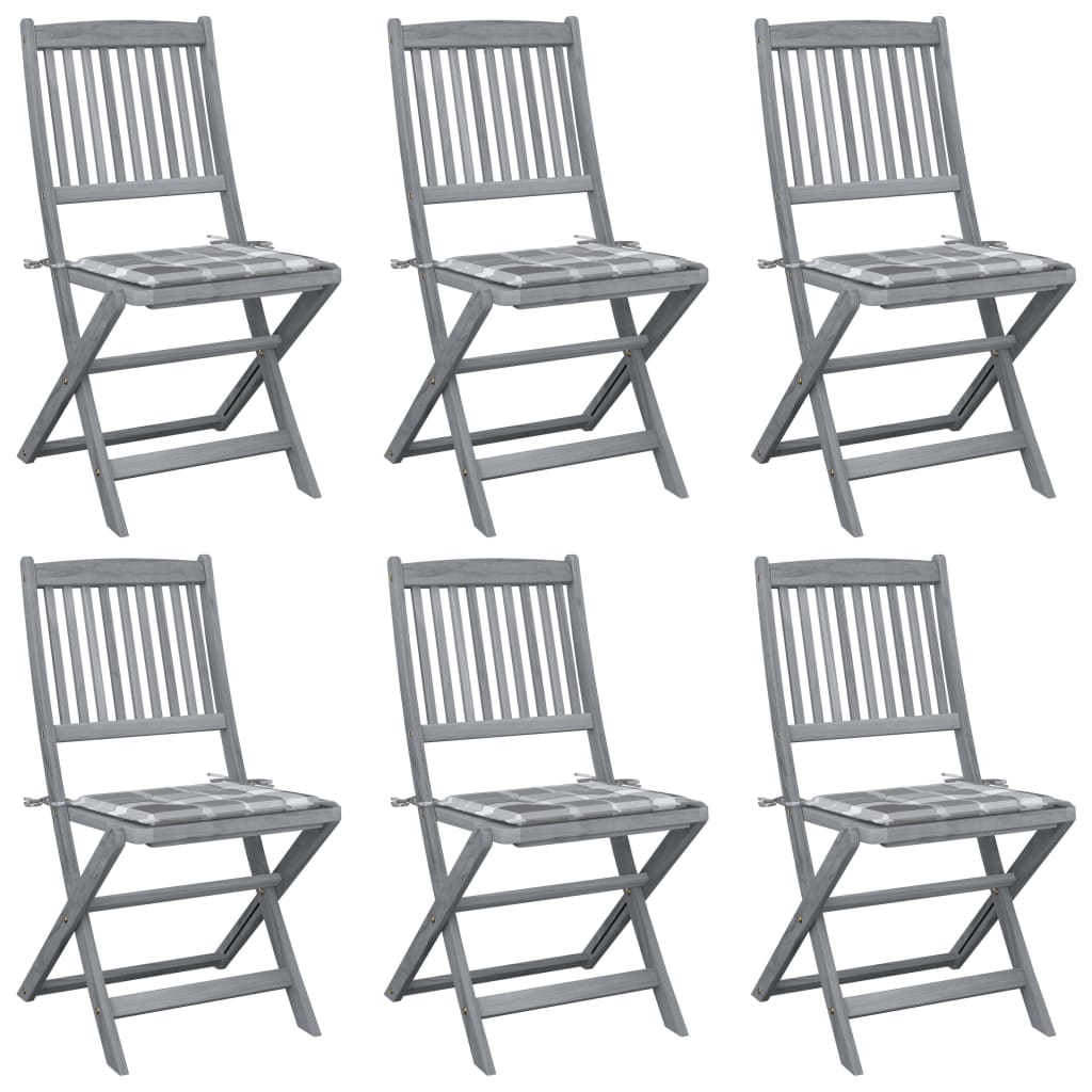 Tuinstoelen 6 st inklapbaar met kussens massief acaciahout is nu te koop bij PeponiXL, paradijselijk wonen!