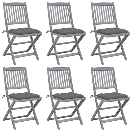 Tuinstoelen 6 st inklapbaar met kussens massief acaciahout is nu te koop bij PeponiXL, paradijselijk wonen!