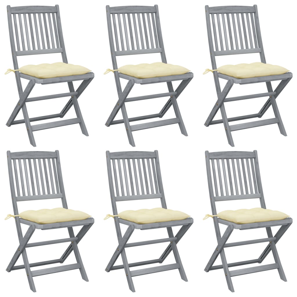 Tuinstoelen 6 st inklapbaar met kussens massief acaciahout is nu te koop bij PeponiXL, paradijselijk wonen!