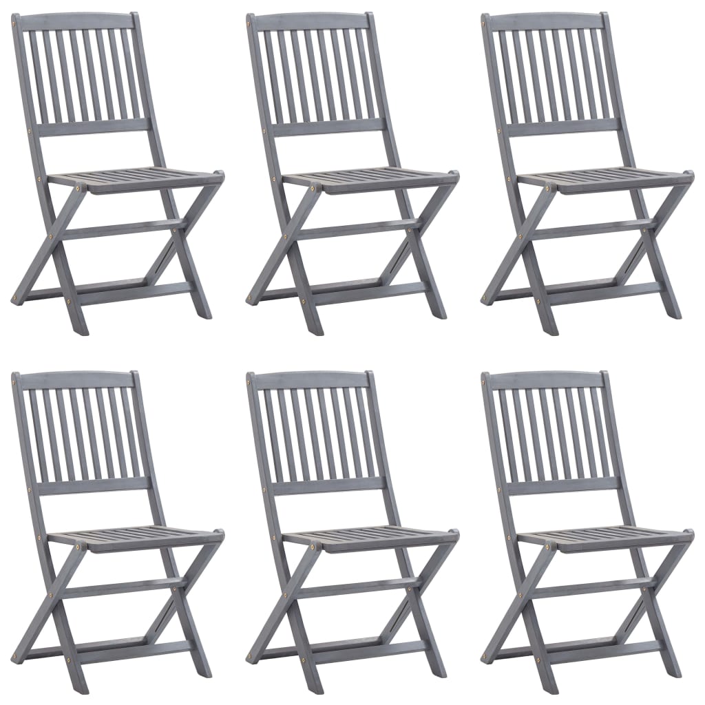 Tuinstoelen 6 st inklapbaar met kussens massief acaciahout is nu te koop bij PeponiXL, paradijselijk wonen!
