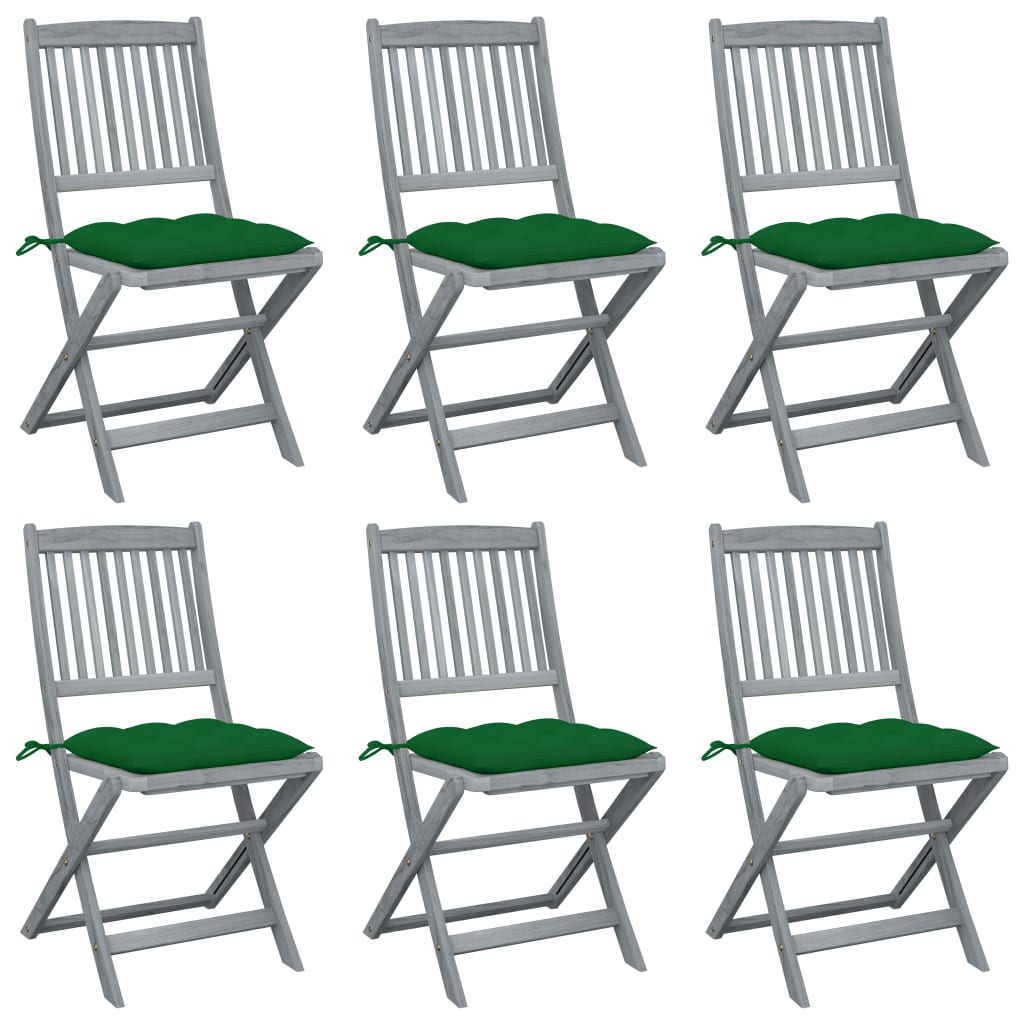 Tuinstoelen 6 st inklapbaar met kussens massief acaciahout is nu te koop bij PeponiXL, paradijselijk wonen!