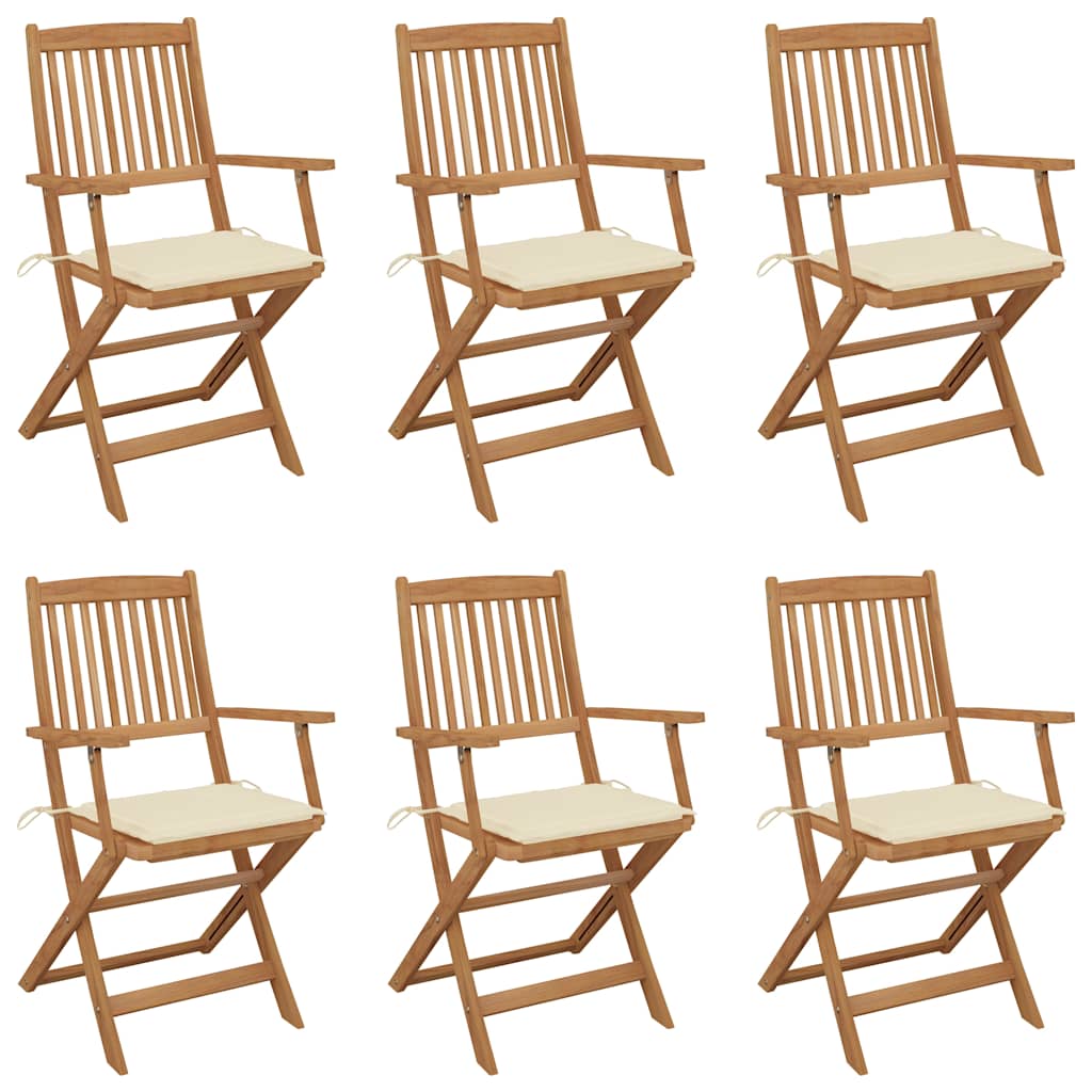 Tuinstoelen 6 st inklapbaar met kussens massief acaciahout is nu te koop bij PeponiXL, paradijselijk wonen!