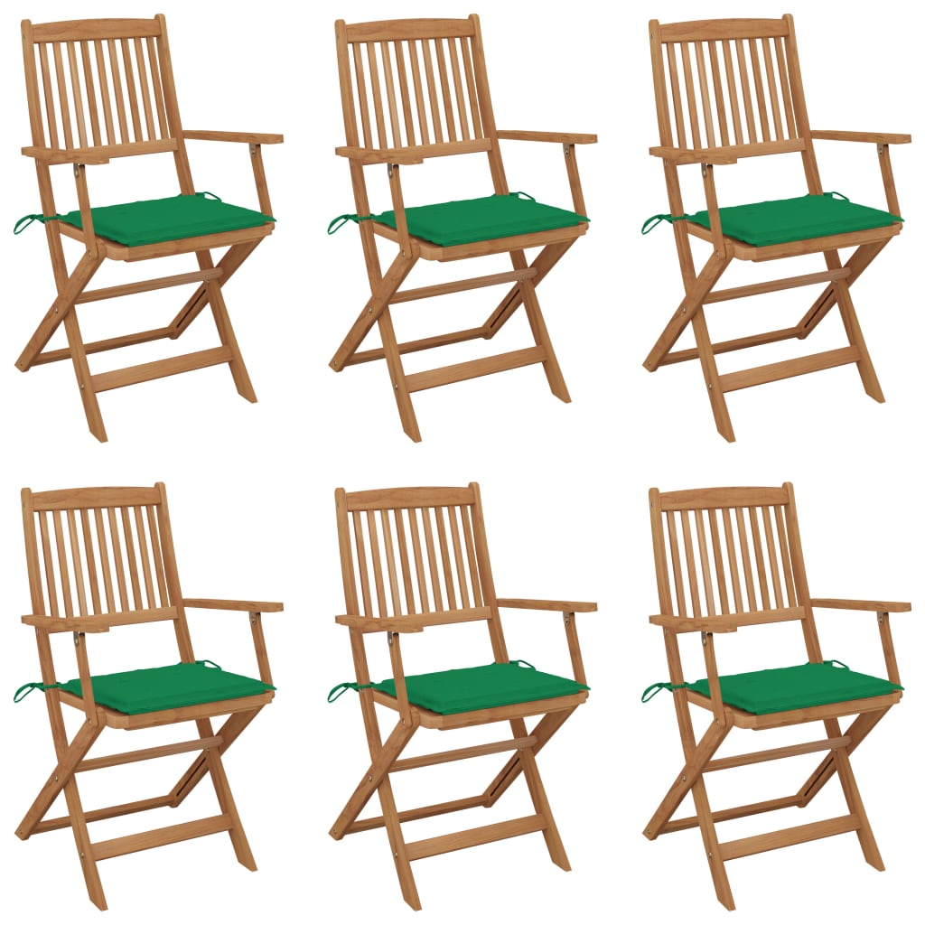 Tuinstoelen 6 st inklapbaar met kussens massief acaciahout is nu te koop bij PeponiXL, paradijselijk wonen!